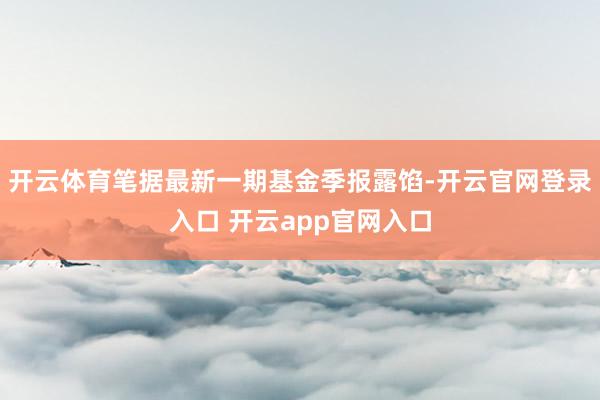 开云体育笔据最新一期基金季报露馅-开云官网登录入口 开云app官网入口