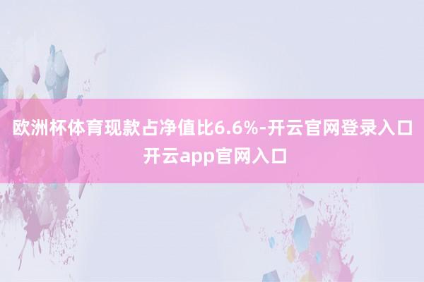 欧洲杯体育现款占净值比6.6%-开云官网登录入口 开云app官网入口