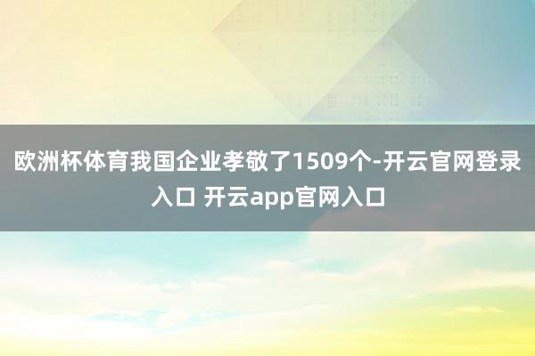 欧洲杯体育我国企业孝敬了1509个-开云官网登录入口 开云app官网入口