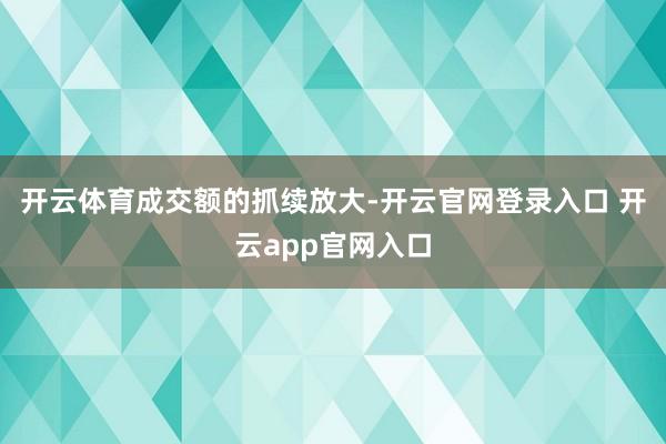 开云体育　　成交额的抓续放大-开云官网登录入口 开云app官网入口