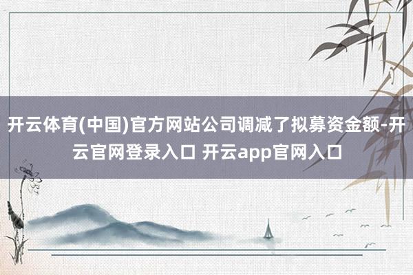 开云体育(中国)官方网站公司调减了拟募资金额-开云官网登录入口 开云app官网入口