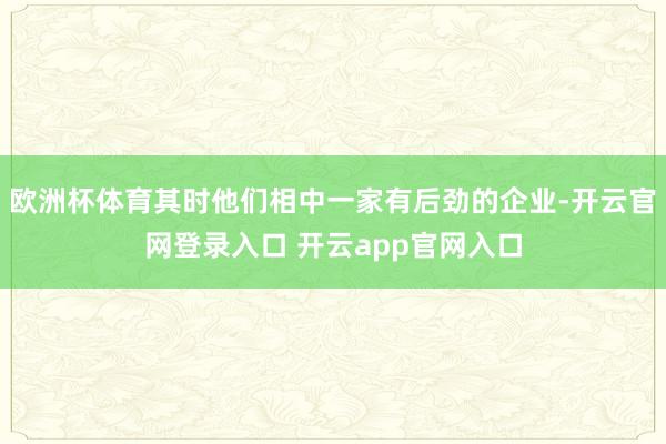 欧洲杯体育其时他们相中一家有后劲的企业-开云官网登录入口 开云app官网入口