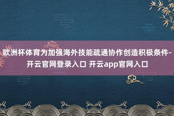 欧洲杯体育为加强海外技能疏通协作创造积极条件-开云官网登录入口 开云app官网入口